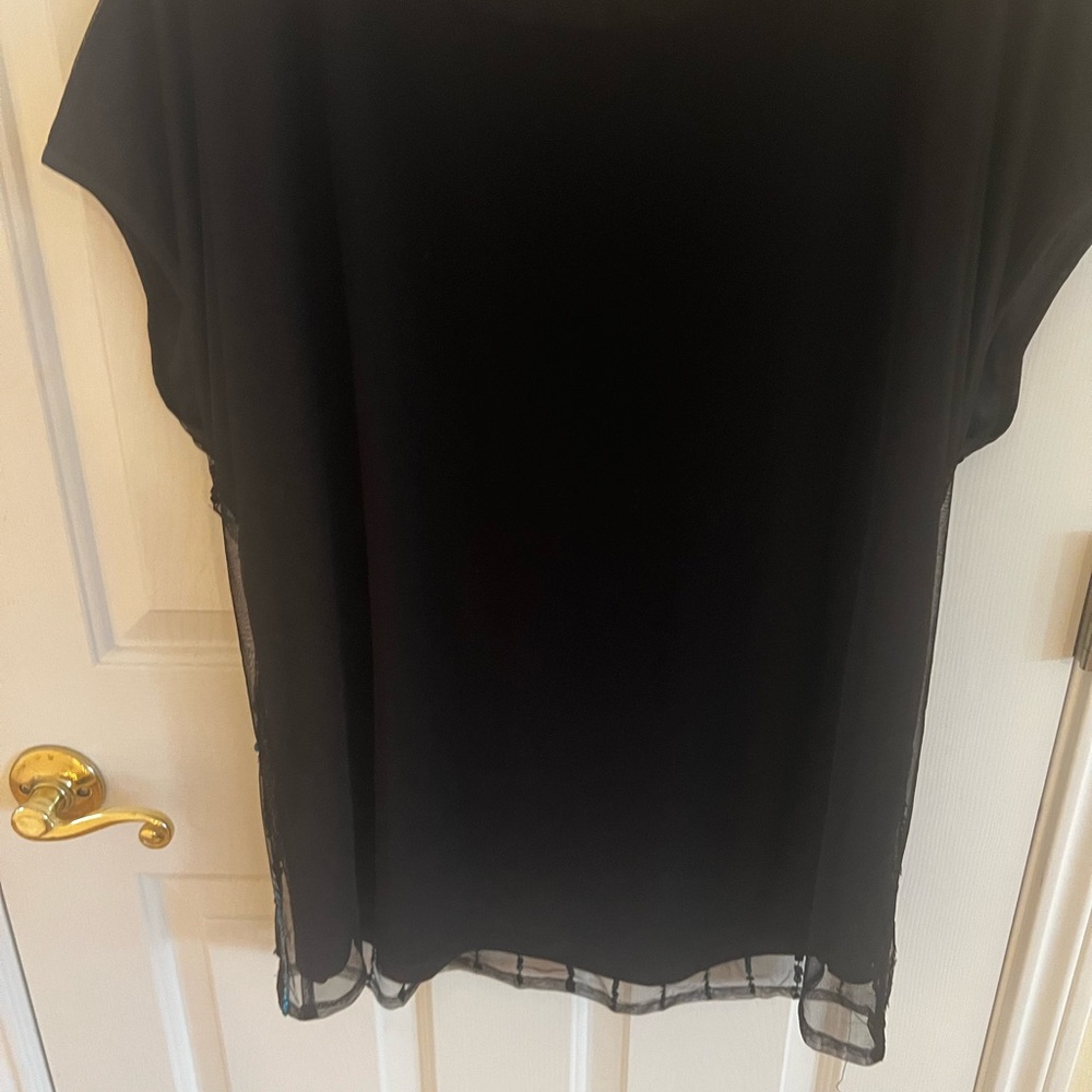 Dex Black Top with Teal Blue Sequins. NWOT. - Picture 4 of 5